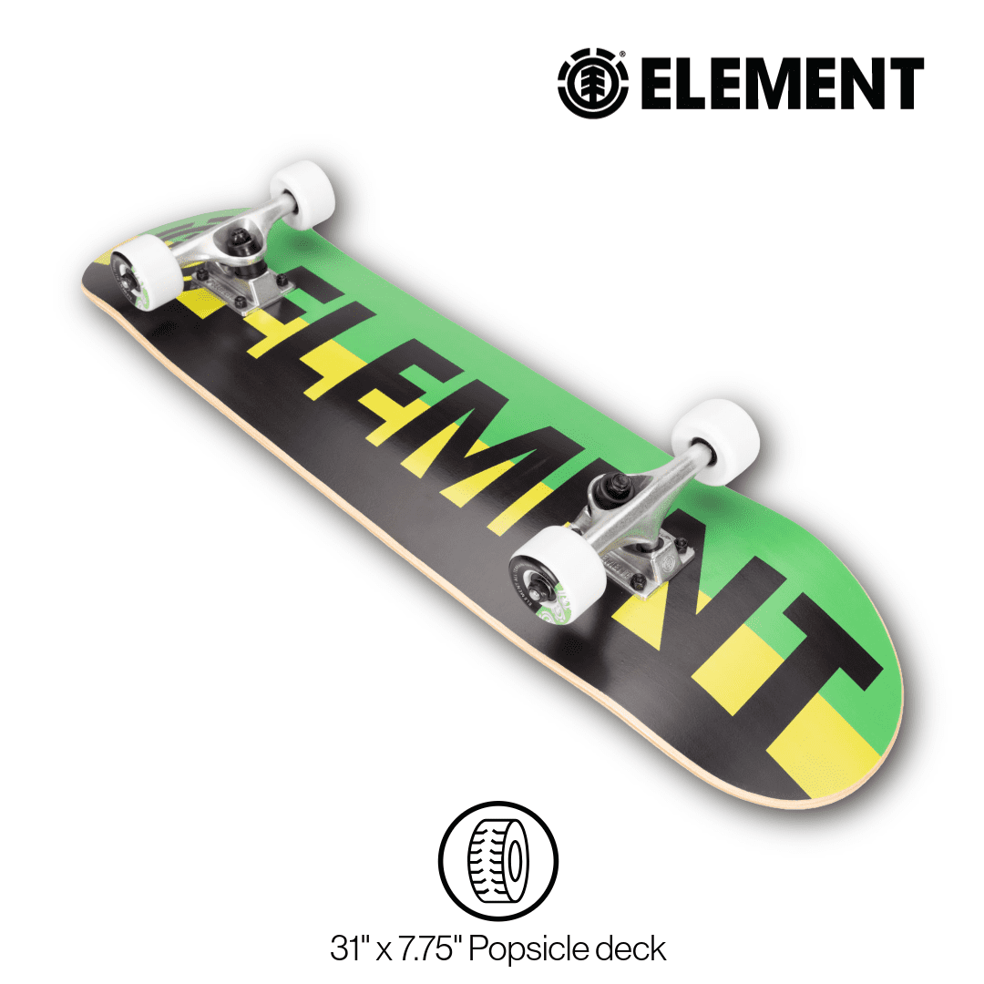 Element 31 inch Popsicle Skateboard in Green & Black Block Letters