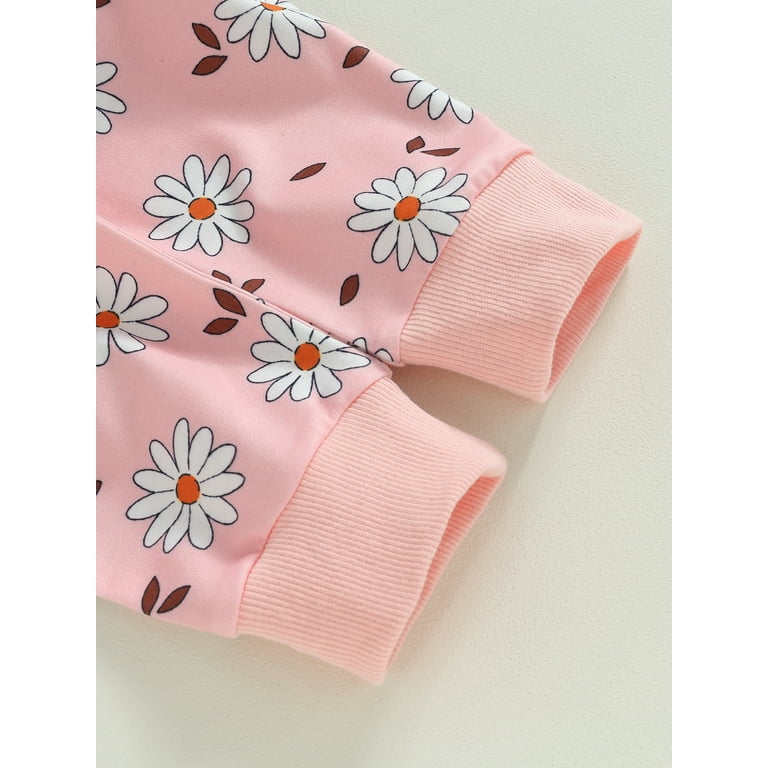 Bagilaanoe 3PCS Toddler Baby Girl Long Pants Set Floral Print Long Sleeve Sweatshirt Pullover Tops Drawstring Sweatpants 6M 12M 18M 24M 3T Kids