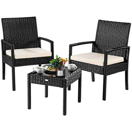 3pcs Outdoor Rattan Patio Furniture Set Backyard Seat 3pcs Outdoor Rattan Patio Furniture Set