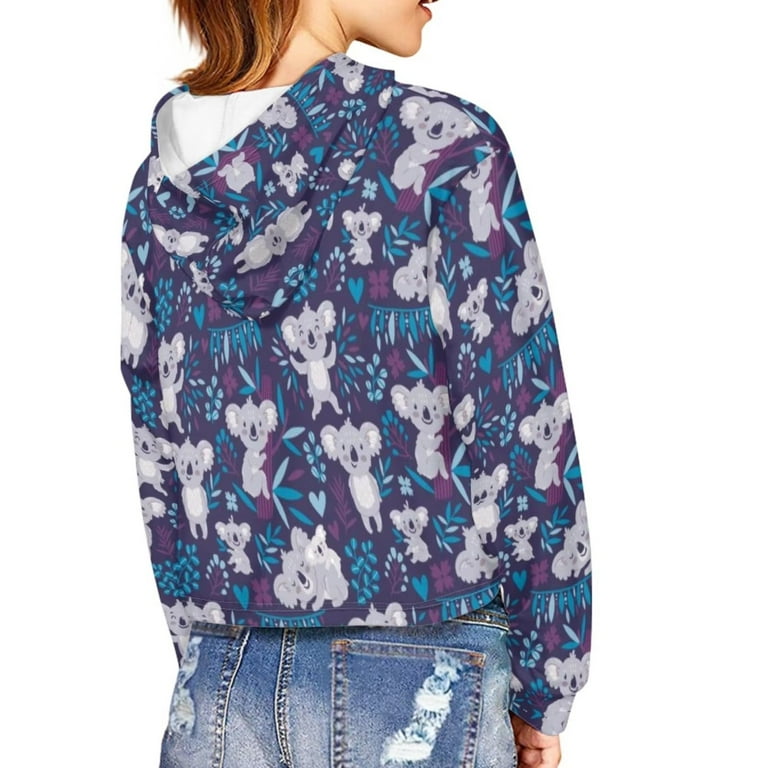 Pzuqiu Trendy Girls Crop Top Hoodies Size 5 6 Kids Short Sweaters Pullover Hooded Lighweight Raccoon Pattern Junior s Fashion Sweatshirt Oversized