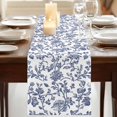 thumbnail image 3 of Blue Flower Short Table Runner 36 Inches Long,Spring Leaf Vintage Farmhouse Boho Plant Cotton Linen Table Runners Dresser Scarves,Fabric Tabletop Scarf Furniture Cover for Home Dinner Party 13"x36", 3 of 9