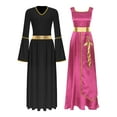 thumbnail image 1 of Kaerm Tunique de Danse pour Femmes, Robe Maxi de Danse avec Manches Longues, Rose Vif&Noir m, 1 of 7