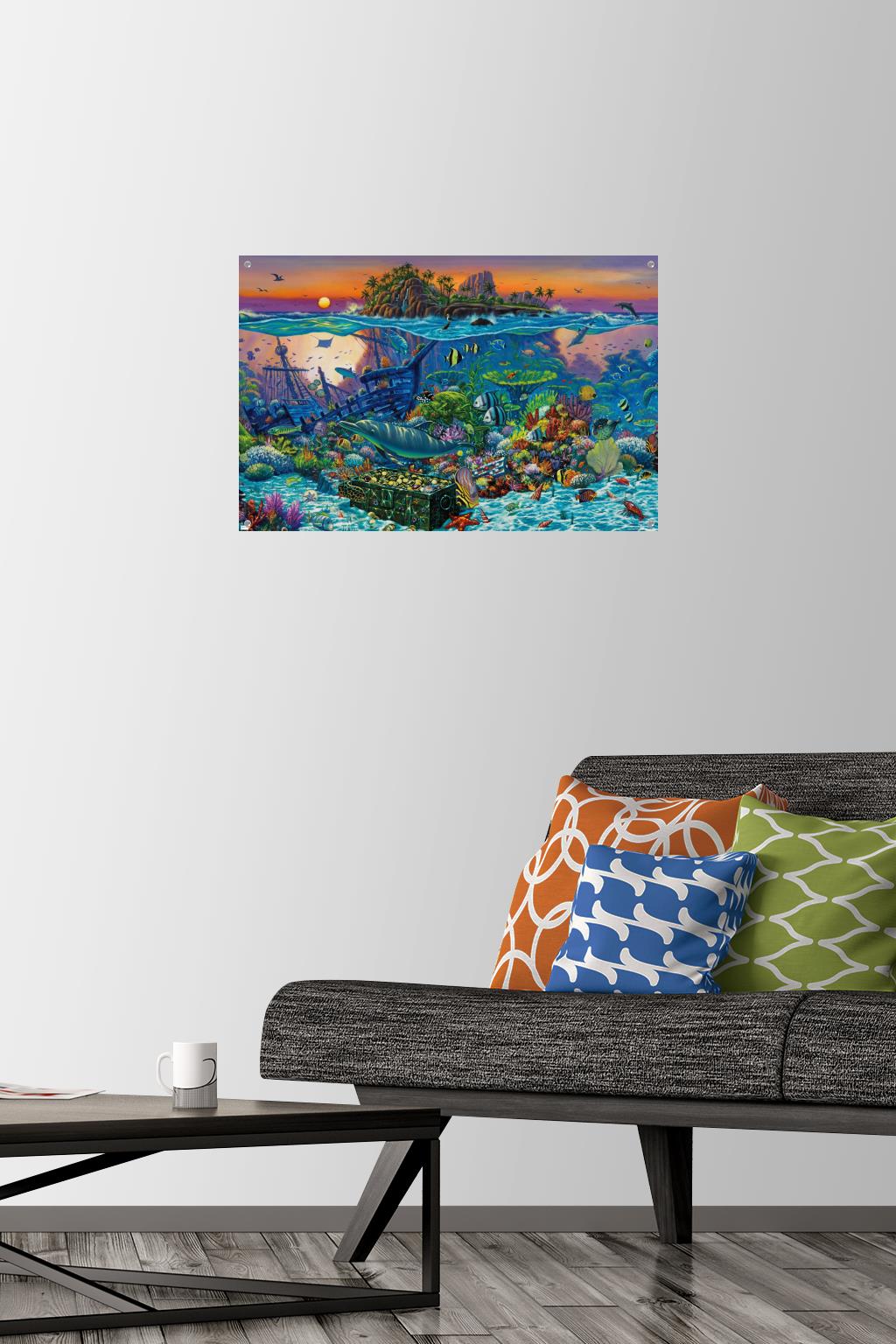 Wil Cormier - Coral Reef Wall Poster with Pushpins, 14.725" x 22.375"