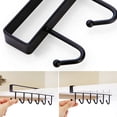 thumbnail image 2 of Soporte para tazas de café TANGJMXG con 6 ganchos de metal negro para debajo del gabinete, 2 of 5