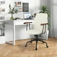 thumbnail image 2 of Gymax Velvet Home Office Chair Swivel Adjustable Task Chair w/ Wooden Armrest Beige, 2 of 10