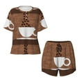 thumbnail image 5 of "Wukai Coffee Cafe Cup Women's Pajama Set - Short-Sleeve Top and Shorts with Elastic Waistband and Pockets for Loungewear, Yoga, and Casual Wear-X-Large, 5 of 8