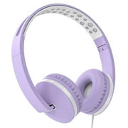 Seenda Kids Headphones for Girls Boys, Wired Kids Headphones with Microphone for School, Lightweight Foldable Stereo Bass Volume Control Kids Headphones for Cell Phone/Tablet/Laptop/MP3/4, Purple