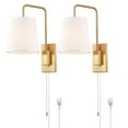 thumbnail image 1 of Juego de 2 apliques de pared AXILAND, pantalla de tela dorada, 120 V, 1 of 6
