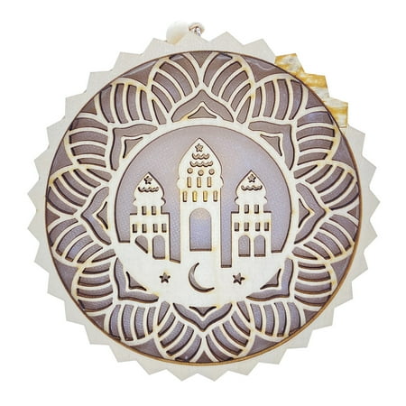 

Eid Mubarak Wooden Pendant with LED Light Ramadan Decorations for Home Islamic Muslim Party Supplies Eid Decor