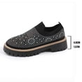 thumbnail image 7 of Rokment Women's Glitter Rhinestones Platform Walking Shoes Comfortable Slip on Socks Chunky Mid Heel Oxfords Casual Dress Fashion Sneakers Black Size 5.5, 7 of 7