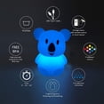 thumbnail image 4 of Luz de noche infantil Koala, lámpara de noche de silicona / luces para bebés / lámpara de guardería / lámpara de cama para niños / brillo y color ajustables, controles táctiles y control remoto -, 4 of 5