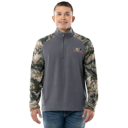 Mossy Oak Men s Raglan Long Sleeve Quarter Zip Fleece Pullover Hunting Shirt Size Small to 2XL