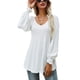 thumbnail image 1 of Casual Puff Manga Larga Túnica Top V Cuello Plisado Flare Blusa Camisetas para Otoño Invierno Niñas Mujeres Blanco S, 1 of 6