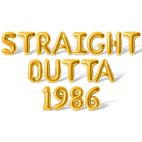 Letter Balloons - STRAIGHT OUTTA 1986 16" Inch Alphabet Letters Foil Mylar Balloon Birthday Party Banner (Gold)