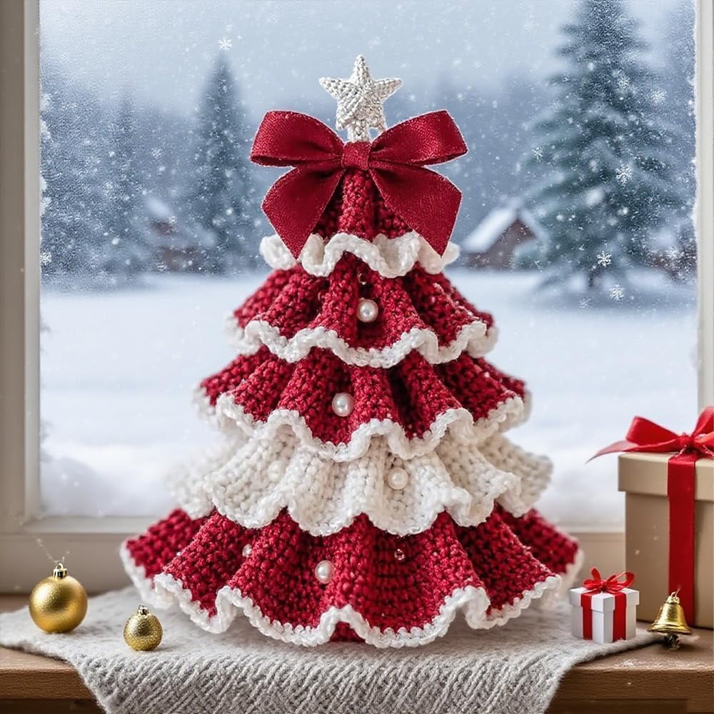 Kit Crochet Sapin De Noël DIY - Décorations à Faire Soi-même En Feutre, Perles, Ruban, Pour Débutants