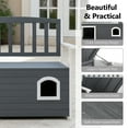 thumbnail image 6 of Ktaxon 44in Wooden Outdoor Storage Bench with Dog House, 2-in-1 Patio Seat for Backyard, Gray & White, 6 of 8