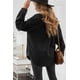 thumbnail image 1 of ABPHQTO Chaqueta de mujer negra con cuello vuelto y botones, 1 of 5