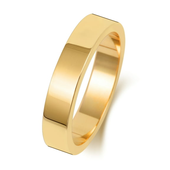 Medium 9k Gold 4mm Flat Men/Women Wedding Band/Ring