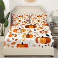 thumbnail image 3 of YST Draps d'Automne Très Grand pour Enfants, Ensemble de Draps Citrouille Dessin Animé Feuilles d'Érable Botaniques d'Automne Draps de Lit Action de Grâce Récolte Ensemble de Draps 4 Pcs Déco de Chambre, 3 of 5