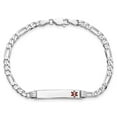 thumbnail image 2 of Auriga 14K White Gold Red Enamel Figaro Link Id Bracelet 8 inch for Women(L- 8inch, W- 5.5mm), 2 of 6