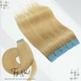 thumbnail image 4 of Benehair 100% Human Hair Extensions Tape In Hair Invisible Skin Weft Real Remy Human Hair Straight Hair 20 Pieces Thick Glue Stick Tips 12"-24" Black Brown Blonde Balayage Highlight, 4 of 13
