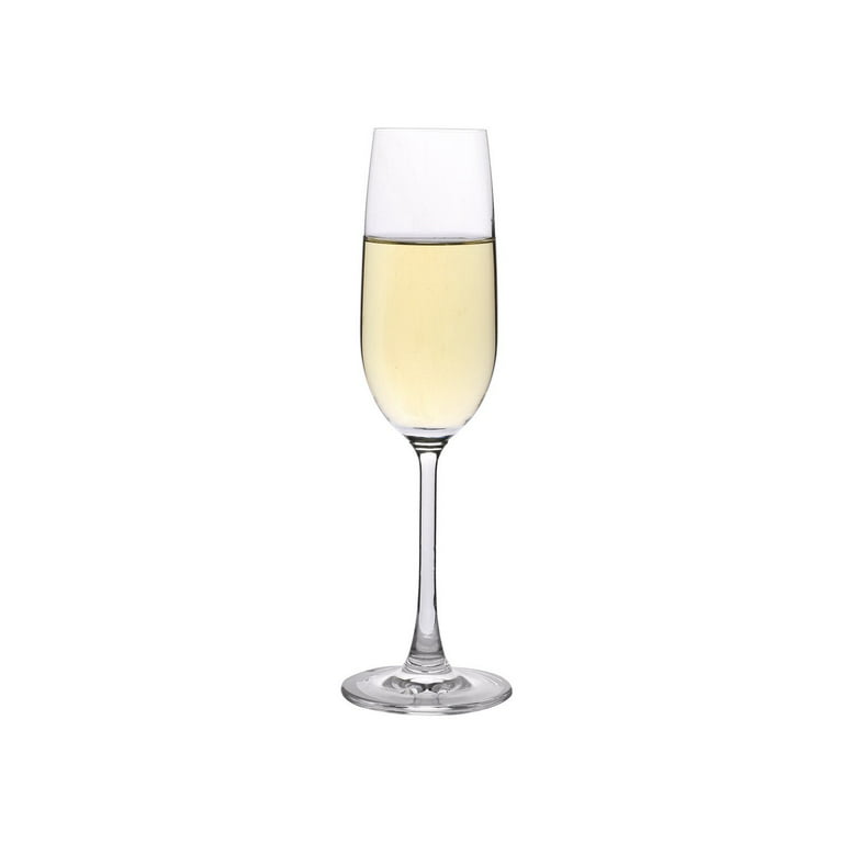 Whole Housewares Crystal Champagne Flutes Glasses Set of 4 - Machine Made Glass 100 Lead Free 210ML/7FL oz