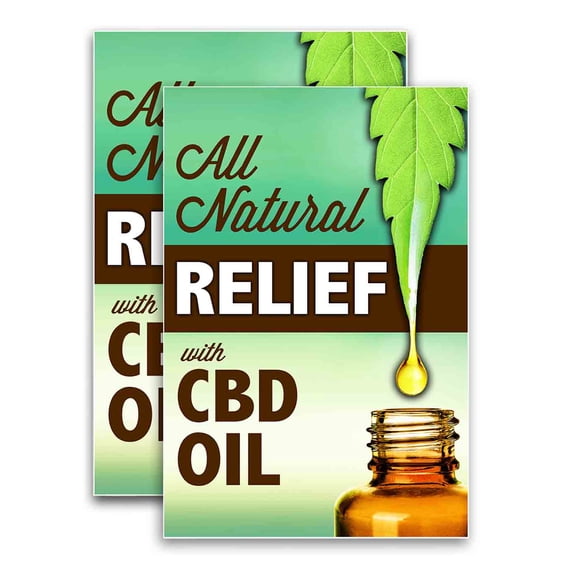 All Natural Relief With CBD (24" X 36") Vinyl Decal Only (Pack of 2) |Sign|Sticker|Poster