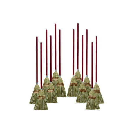 Boardwalk Corn/Fiber Brooms, Corn/Synthetic Fiber Bristles, 36" Overall Length, Gray/Natural, 12/Carton