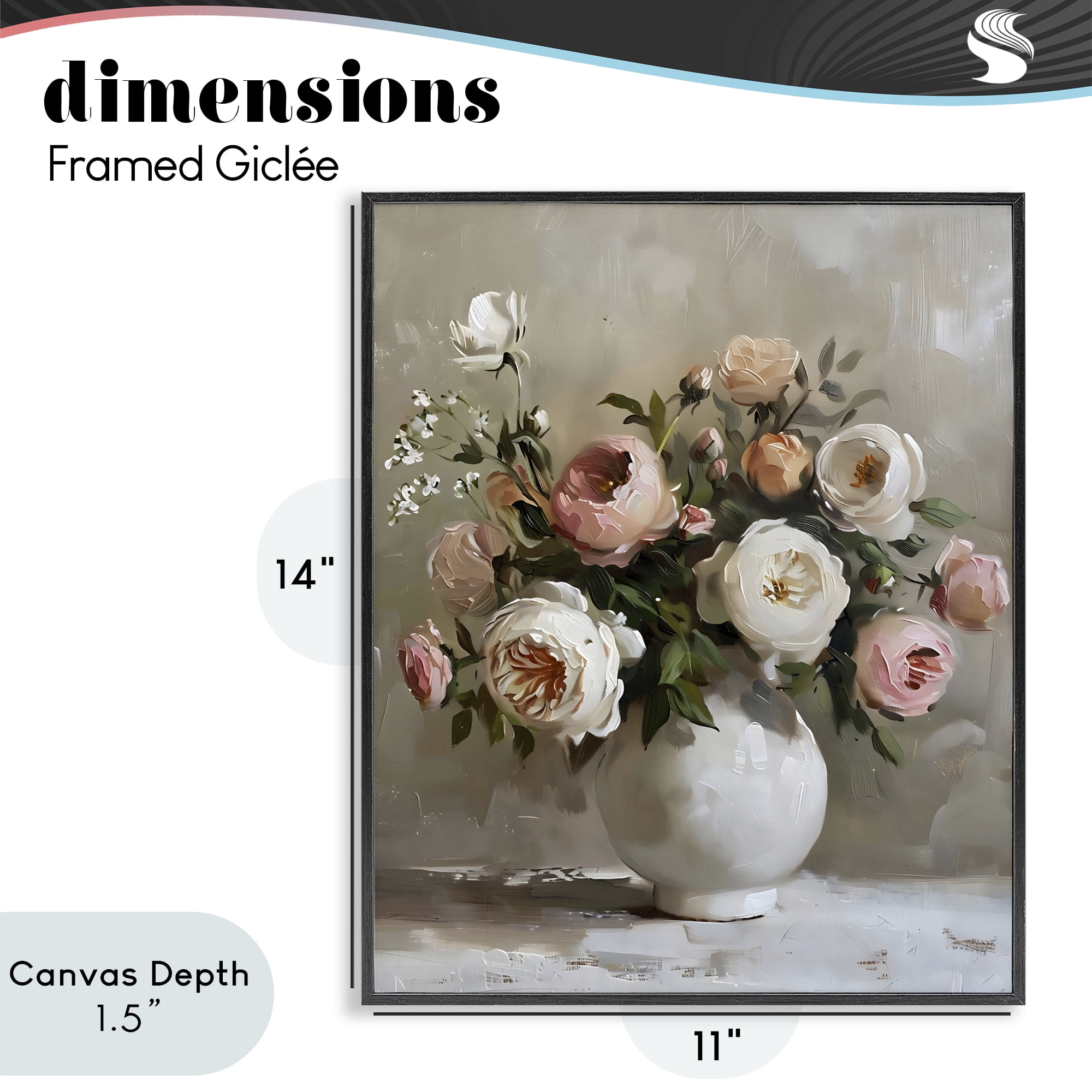 Stupell Industries Peony Blooms Bouquet Vase Black Framed Giclee Art, design by Creative Studio