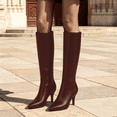 thumbnail image 5 of Willtoo Knee High Boots for Women Pointed Toe Stiletto Heel Tall Boots, Faux Leather Side Zipper Elegant Boots Sleek Slim Fit Dress Shoes, 5 of 5