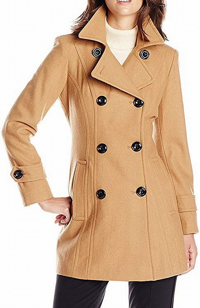 Anne Klein - Anne Klein Women's Classic Double-Breasted Coat, Camel, LG ...