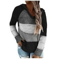 thumbnail image 2 of Kddylitq Womens Sweaters Under $10 Color Block Striped Cardigan/pullover Drawstring Knit Hooded Long Sleeve Clothes To Wear V Neck Crewneck Sweatshirts for Women Black 3XL, 2 of 6
