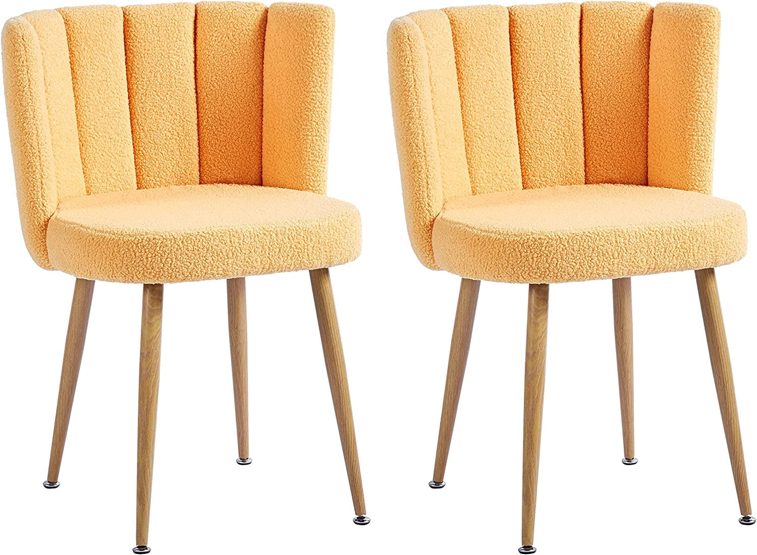 YELROL White Faux Fur Accent Chairs Set of 2 Mid Century Modern