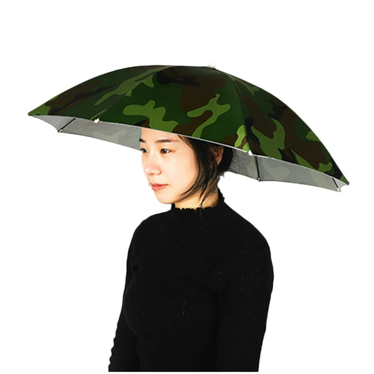 SJENERT 27'' Umbrella Hats Elastic Fishing Gardening Folding Umbrella Hat  Headwear Fishing Cap Beach Umbrella Headband 