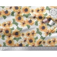 thumbnail image 3 of Soimoi White Velvet Fabric Leaves & Sunflower Floral Printed Craft Fabric by the Yard 58 Inch Wide, 3 of 3