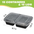 thumbnail image 2 of cisilov Meal Prep Containers with Lids, 15 Pack 2-Compartment, Reusable Food Storage Containers for Lunch, Microwave & Freezer Safe, Plastic To-Go Containers for Meal Prepping, Leftovers, Takeout, 2 of 7
