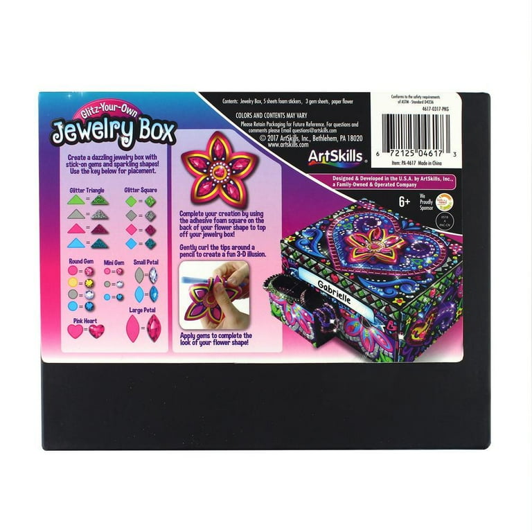 ArtSkills Glitz Your Own Jewelry Box Self-Adhesive Gems, Glitter