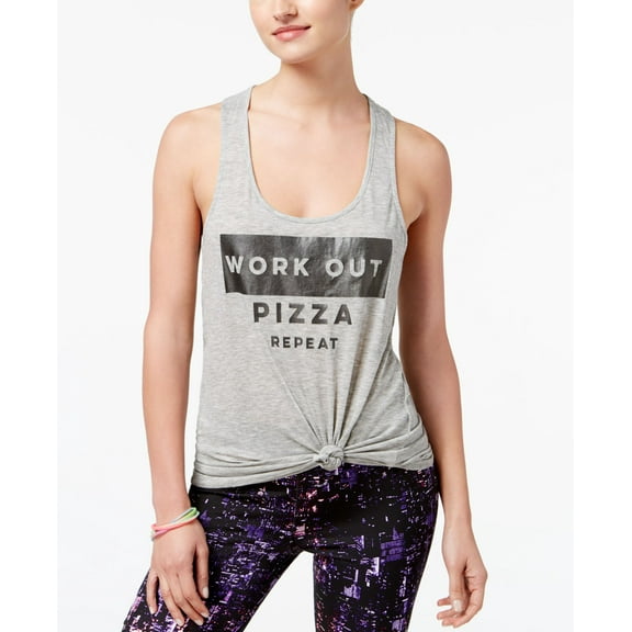 Material Girl Active Juniors Cage Back Tank Top Heather Platinum L