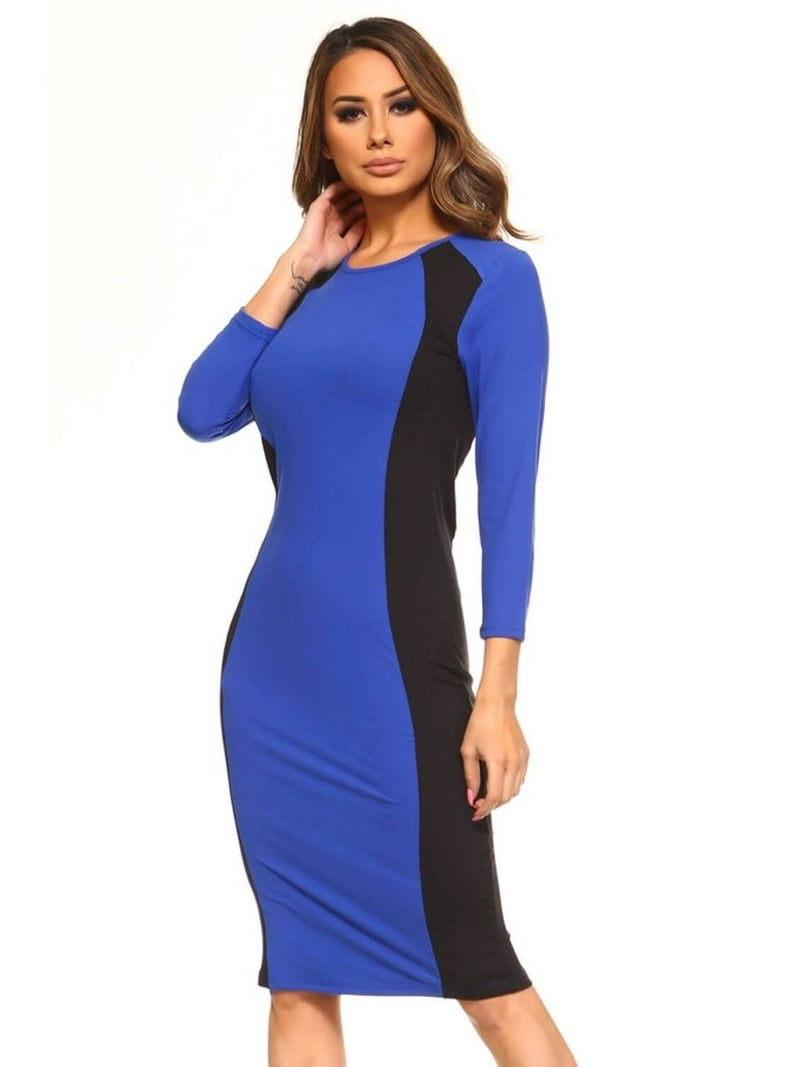YELETE Women's Color Block Contrast Midi Dress, Royal Blue / Black, L - Walmart.com YELETE Women's Color Block Contrast Midi Dress, Royal Blue / Black, L - Walmart.com