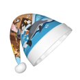 thumbnail image 2 of Haiem Animals on Noah's Ark Floating Pattern Santa Hat Confortable Velvet Christmas Hat for Christmas Party Favors Fit for Adults and Kids, 2 of 6