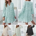 thumbnail image 4 of Vestido de mujer Irfora Vestido floral de mujer de manga larga con cuello en V Mini vestido suelto de vacaciones Irfora Vestido de mujer, 4 of 7