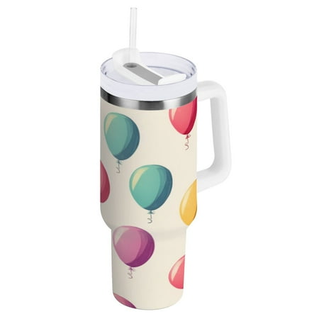 

40 Oz Car Handle Water Cup 10.8x3.85 Inch Stainless Steel Water Cup With Handle Water Cup Car Water Cup Travel Coffee Cup Colorful Balloon Cartoon1