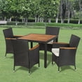thumbnail image 1 of vidaXL 5 Piece Outdoor Dining Set with Cushions Poly Rattan Black, 1 of 4