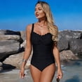 thumbnail image 5 of Tummy Control One Piece Swimsuits - Scalloped Vintage Bathing Suits for Women Square Neck Ruched Slimming 2026 Black 2XL, 5 of 5