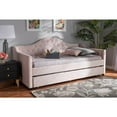 thumbnail image 4 of Baxton Studio Perry Light Pink Velvet Button Tufted Twin Size Daybed with Trundle, 4 of 11