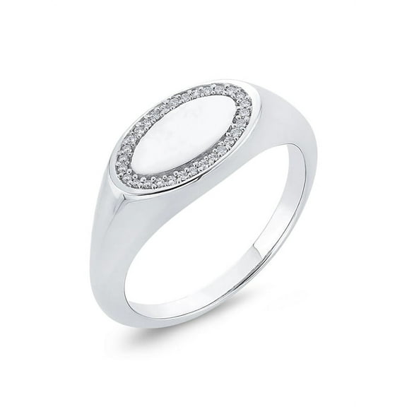 KATARINA Oval Shape Diamond Fashion Ring in 10K White Gold (1/20 cttw, G-H, I2-I3) (Size-5)