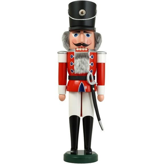 German nutcracker hussar red, height 60 cm / 24 inch, original Erzgebirge by Seiffener Volkskunst