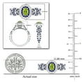 thumbnail image 5 of Dazzlingrock Collection 6X4mm Oval Peridot with Round Blue Sapphire & White Diamond Interweaving Double Halo Wedding Ring for Women in 10K White Gold, Size 4, 5 of 6