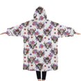 thumbnail image 2 of Oversized Wearable Blanket Hoodie,White Highland Cow Flower Pattern Sherpa Blanket Hoodie with Super Pockets,Super Warm Fuzzy Pullover for Women & Men, 2 of 6