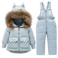 thumbnail image 3 of Kids Winter Snowsuit Insulated Two Piece Warm Outdoor Gear For Girls And Boys Cold Weather 4-Light Blue 90, 3 of 5
